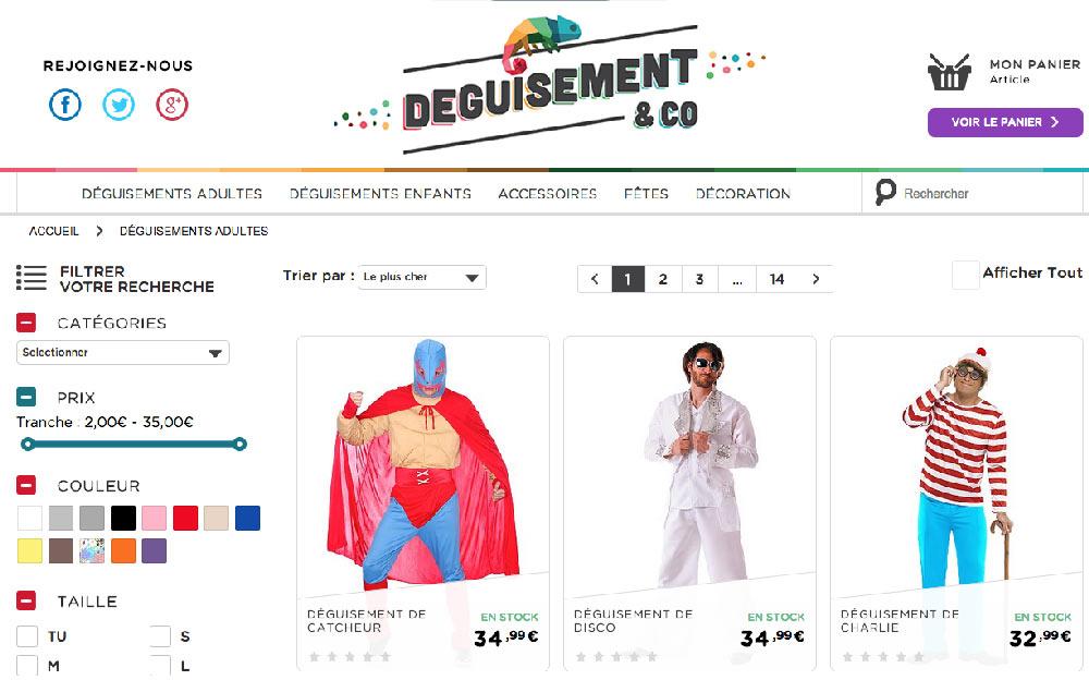 Déguisement & Co regroupe l'offre de déguisements de Kiabi.com au même prix.