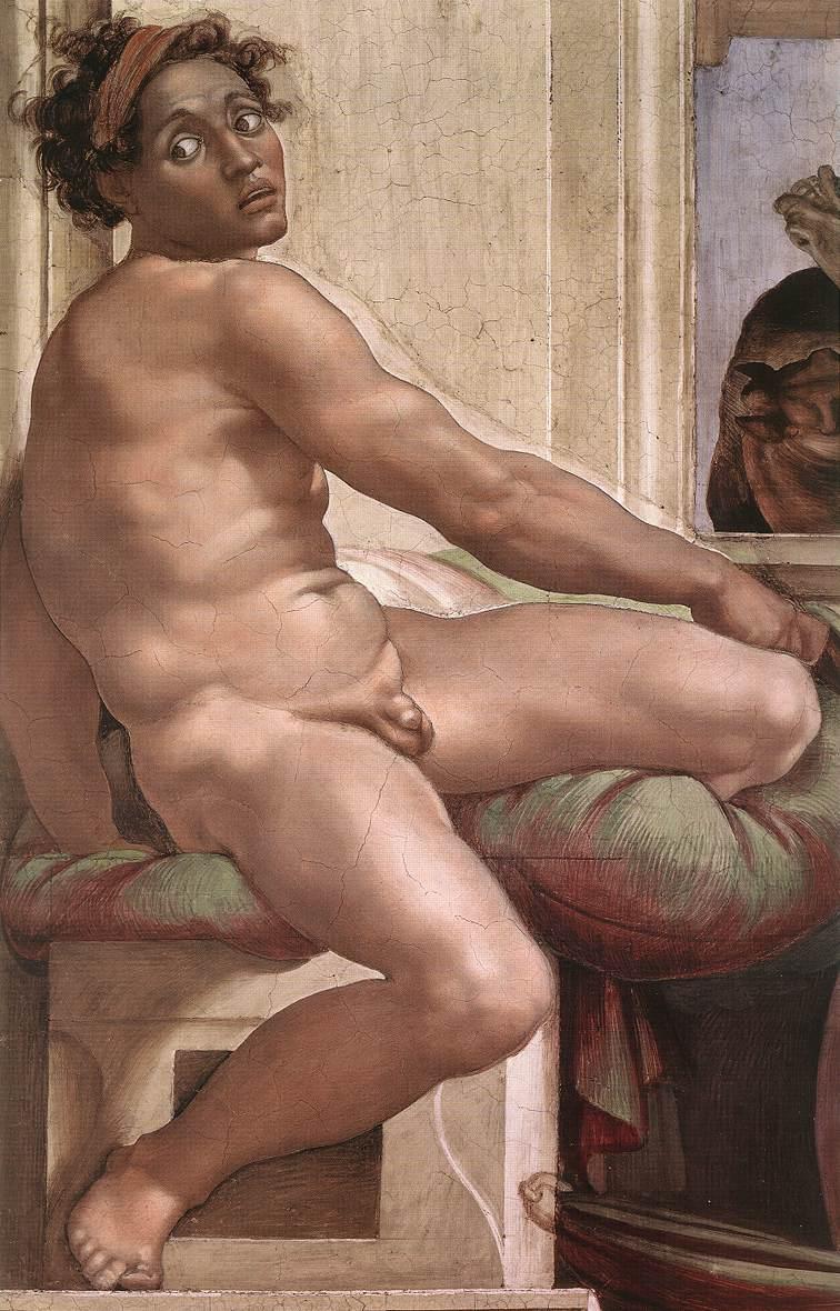 Michelangelo Buonarotti - Ignudo - Chapelle Sixtine - 1509 - 756x1180