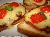 Toasts jambon, fromage champignons