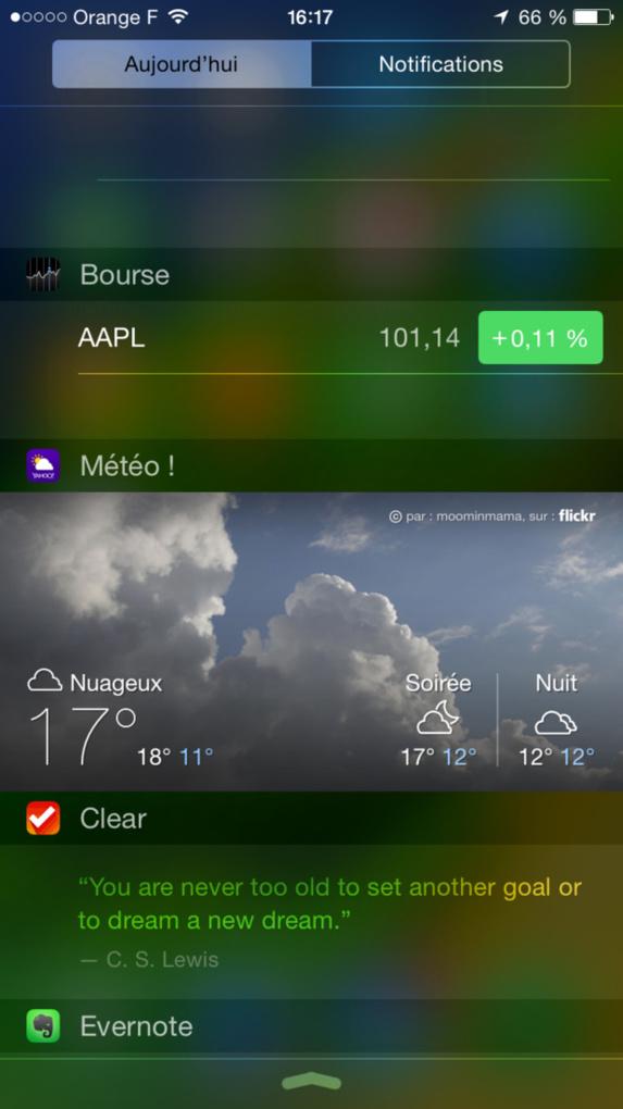 Yahoo Météo améliore ses Widgets sur l'écran de votre iPhone iOS 8