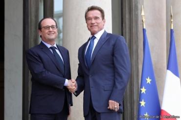 Ecologie et climat : François Hollande rencontre Arnold Schwarzenegger à Paris
