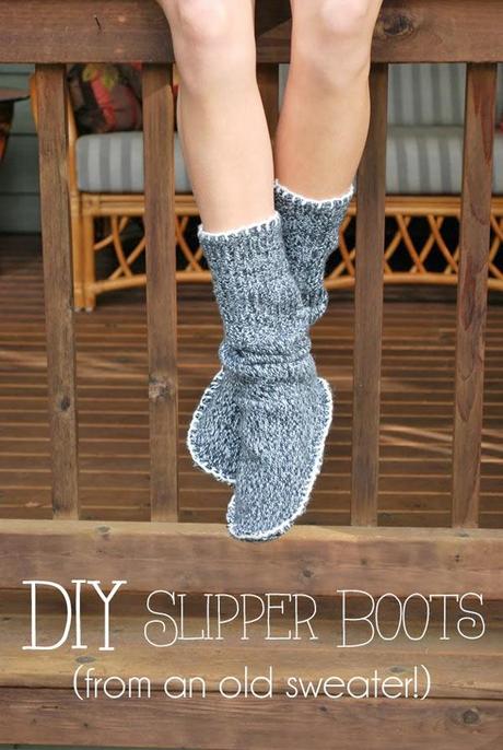 DIY : des chaussons chaussettes dans un pull à recycler chausson chaussette pull DIY : des chaussons chaussettes dans un pull à recycler
