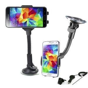Les meilleures support auto pour Galaxy S5 Support voiture à ventouse complement flexbile et permettant une rotation complete 360 degres. Le chargeur Voiture Allume cigare et le support grille d'aération sont offerts Pour Samsung Galaxy S5 SV I9600