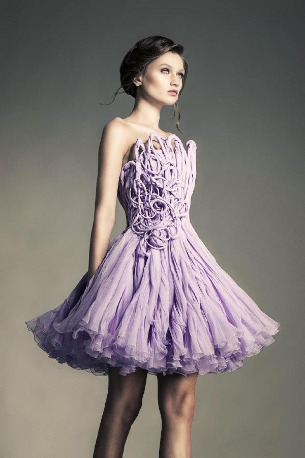 robe haute couture violet parme sculpté par jean louis sabaji . Haute couture libanaise , LEZEM ,défilé de mode caritatif