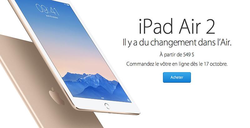 Vous pouvez dès maintenant commander l’iPad Air 2 et l’iPad mini 3