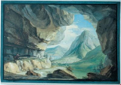  Caspar Wolf  La Caverne du Dragon près de Stans /  Gouache 31 x 46 cm Aarau, Aargauer Kunsthaus