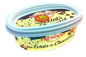 Présdent propose depuis juin sa recette de beurre au chocolat. 225 g vendus entre 1,63 € et 2,23 € suivant les magasins.
