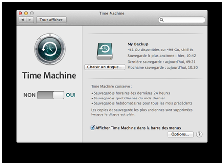 Préférences Time Machine sauver Mac