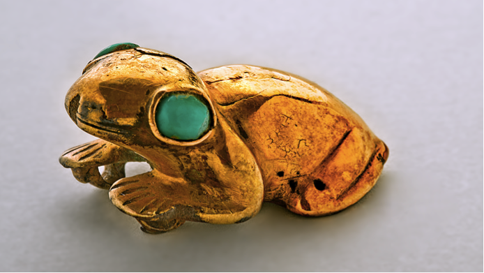 Grenouille en or aux yeux de turquoise © Museo Nacional de Antropología, Mexico, Mexique
