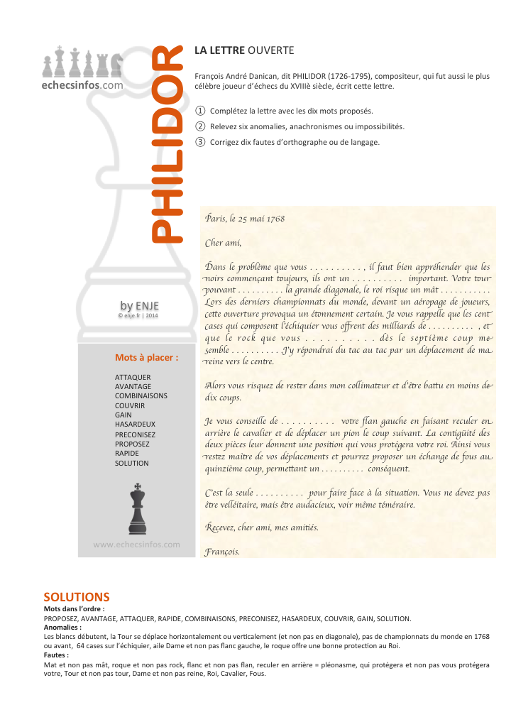 La lettre de Philidor