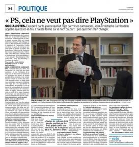  Jean-Christophe Cambadélis : « PS, cela ne veut pas dire PlayStation », Interview dans Le Parisien