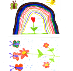 dessin d'enfant montrant des papillons