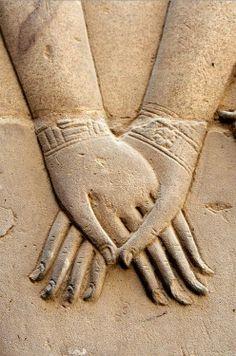 Hathor Holding Nefertari's Hand. Symbolizes the union of the upper Egypt and Lower Egypt