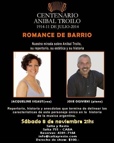 Romance de Barrio ce samedi à Salta y Resto [à l'affiche]