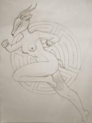 minotaur, minotaure, female, femme, woman, gazelle, antilope, antelope