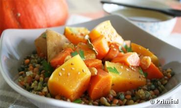 Recette bio vegan : Tajine automnale revisité lentilles & pois bio Priméal