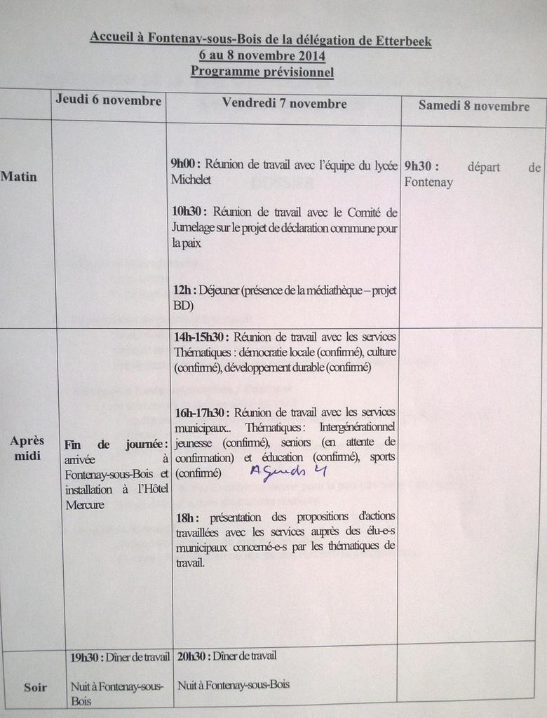 Journées de travail avec Etterbeek 