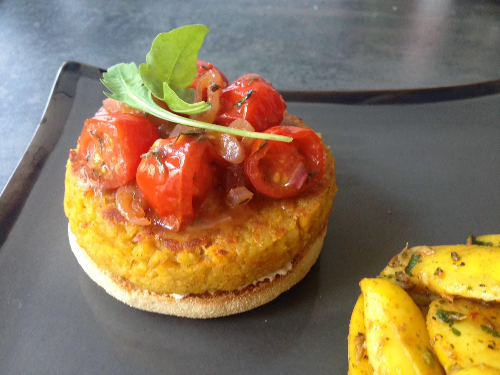 [Recette] Steak de lentilles corail et tomates cerises caramélisées, comme un burger À Lire