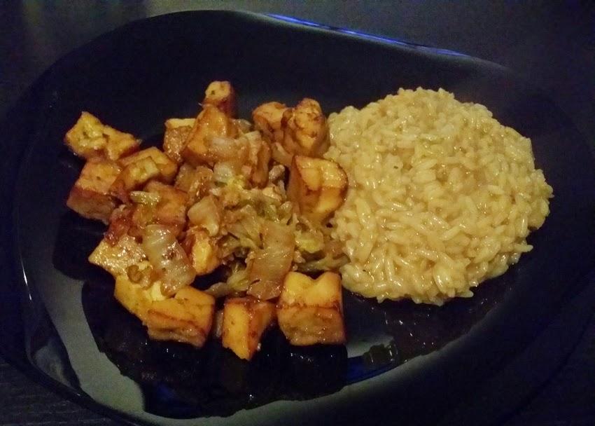Poulet/tofu au curry et chou chinois [Végé]