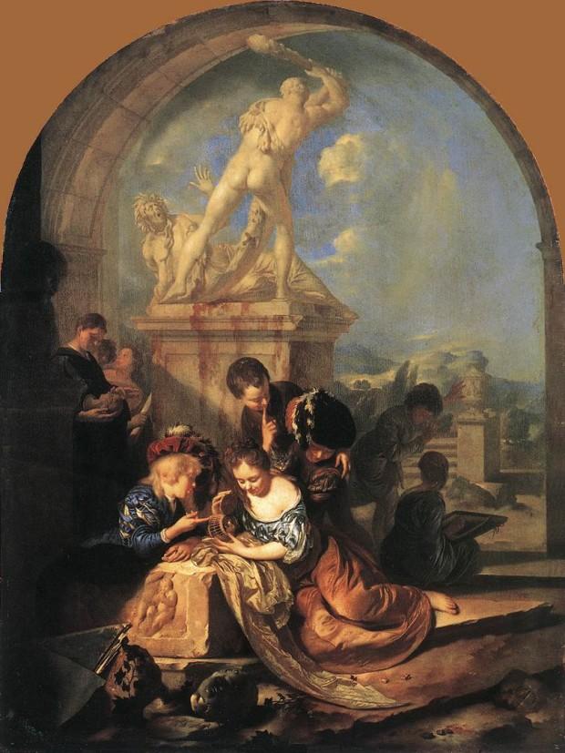 Adriaen van der Werff 1687 Children Playing before a Hercules Group Alte Pinakothek, Munich