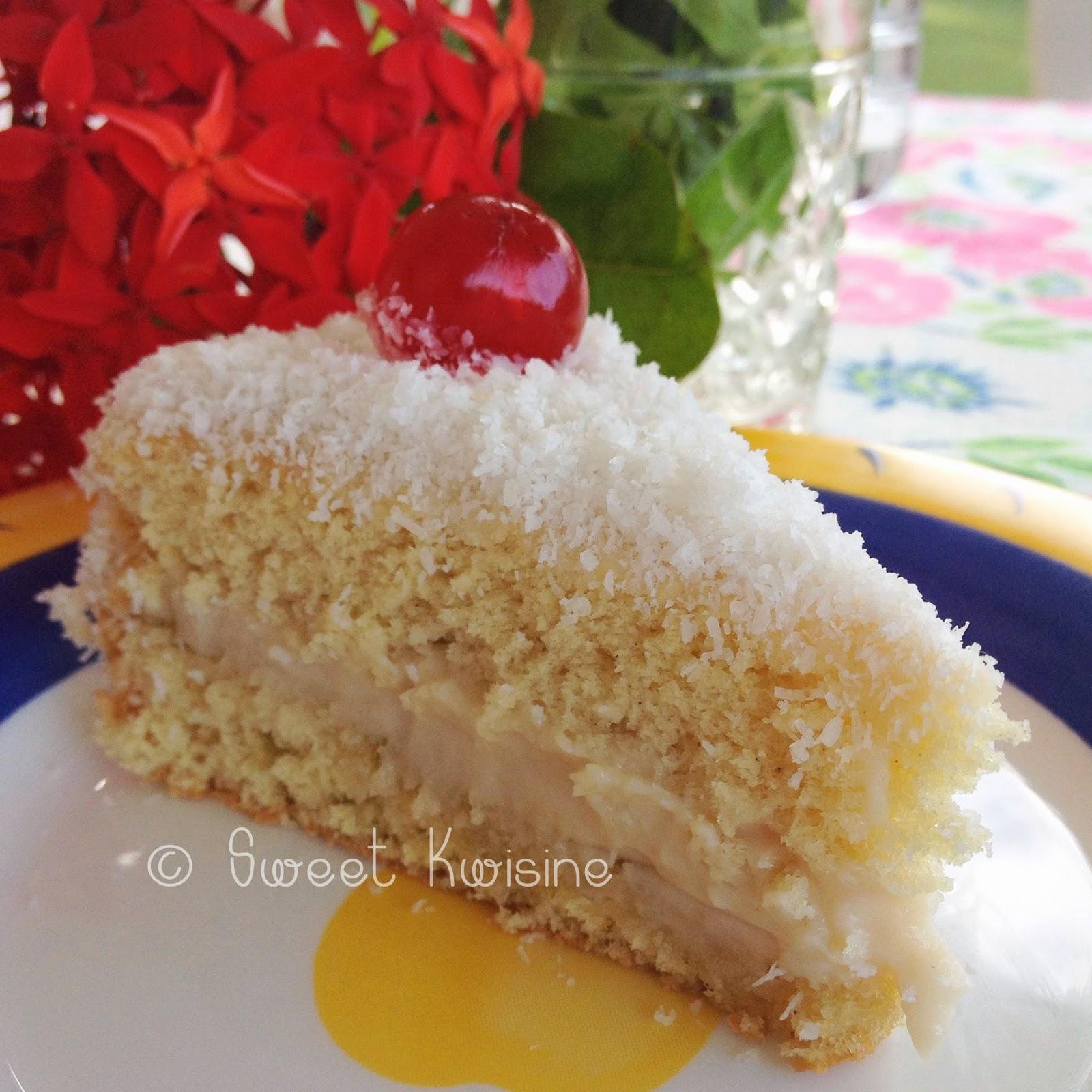 sweet kwisine, gâteau, coco, coconut, cake, mont-blanc, pâtisserie, cuisine antillaise, martinique, recette, crème pâtissière