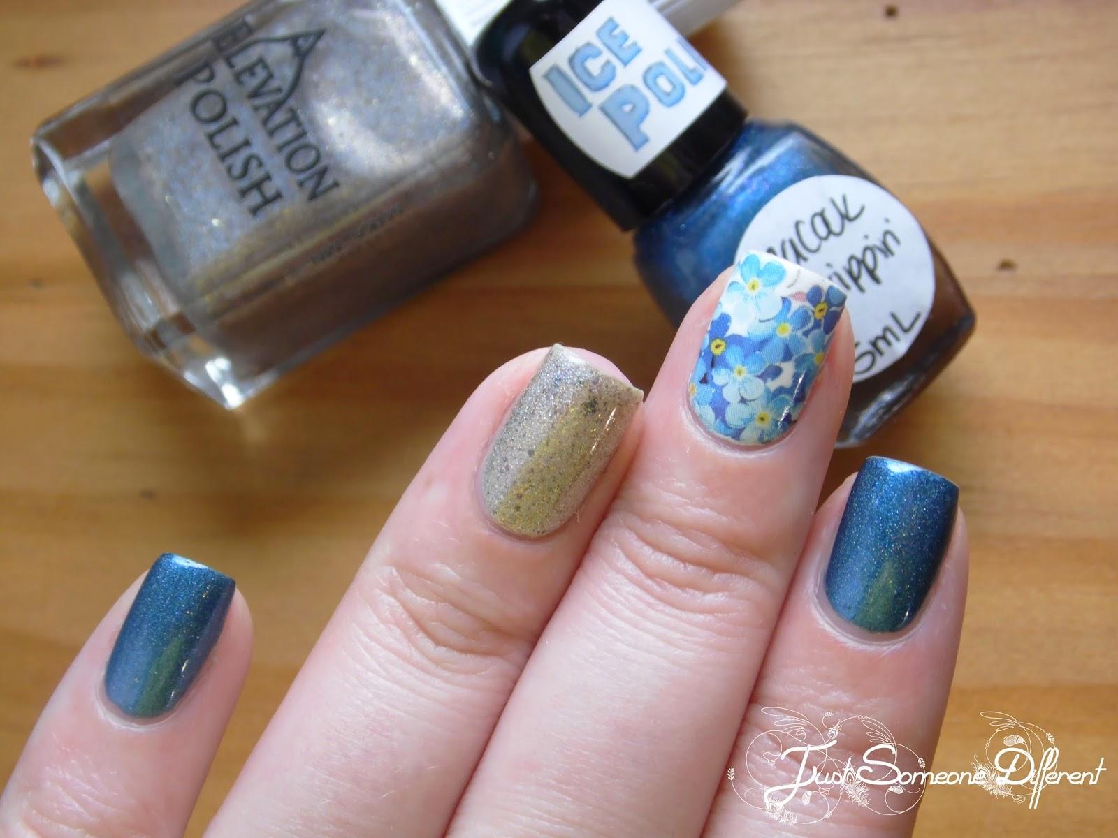 Peacock, glitters and flowers