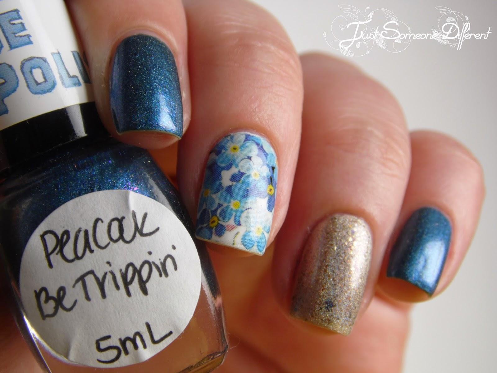 Peacock, glitters and flowers