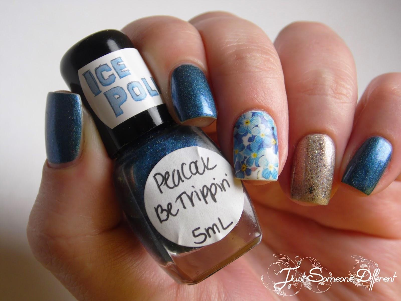 Peacock, glitters and flowers