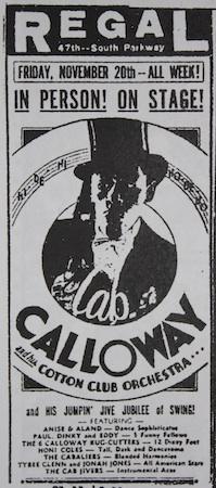 November 20, 1942: Cab Calloway at Chicago’s Regal