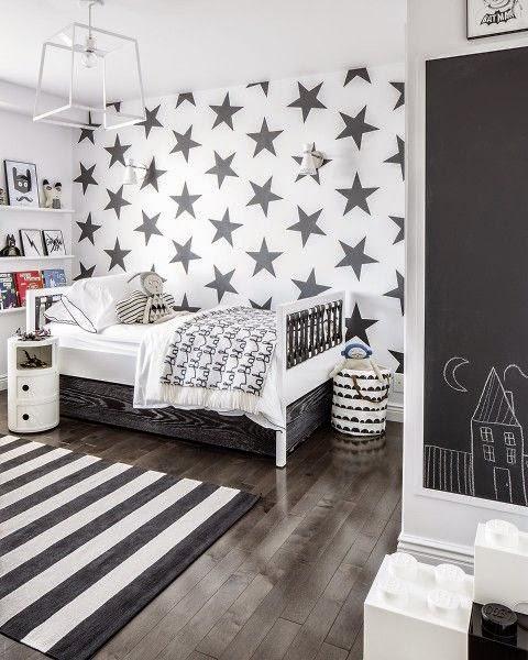 Déco tendance, le noir et blanc pour les chambres d'enfant.