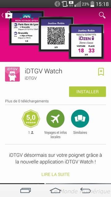 SNCF, après les Google Glass, iDTGV s’ouvre aux montres connectées