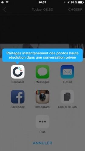 dropbox carousel ios partage instagram 280x500 Dropbox Carousel en version iPad et Web