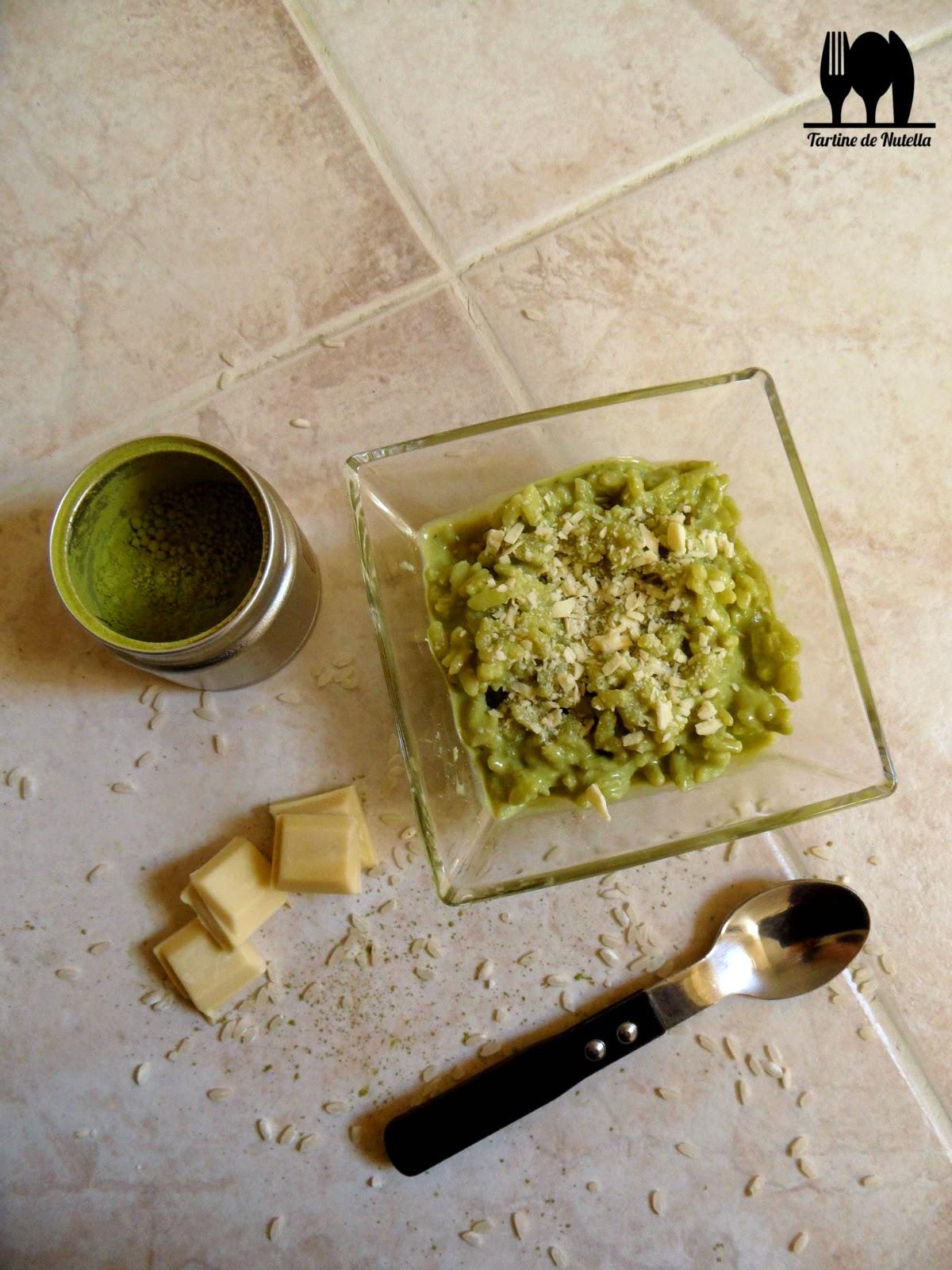 Riz au lait thé vert matcha & chocolat blanc