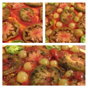 Pizza douce aux tomates, raisins et lomo