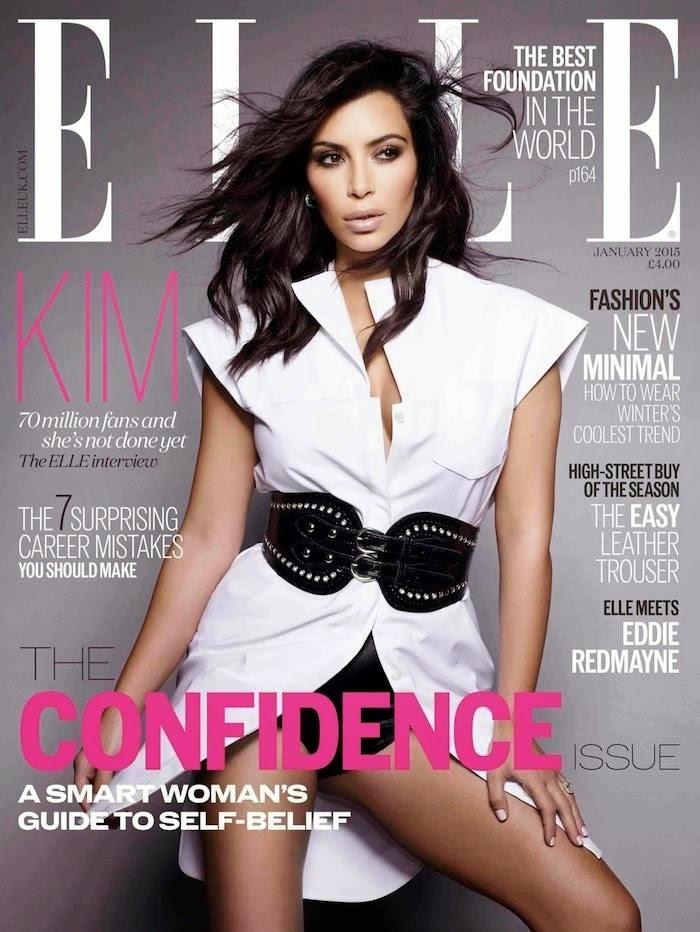 Back to basics, Kim Kardashian en couv' du Elle UK du mois de Janvier 2015...
