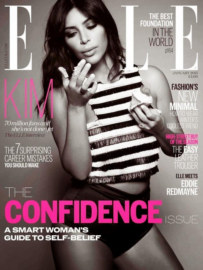 Back to basics, Kim Kardashian en couv' du Elle UK du mois de Janvier 2015...