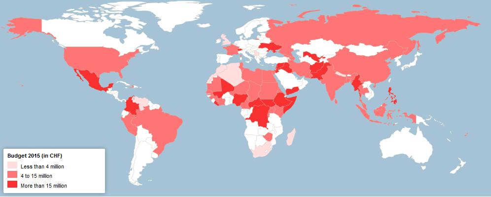 planisphère Appels d'urgence CICR 2015