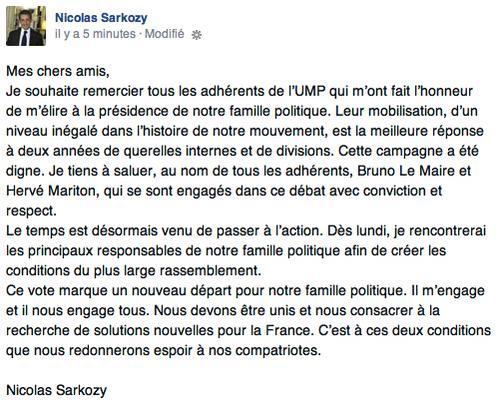 Sarkozy rate son triomphe à l'UMP