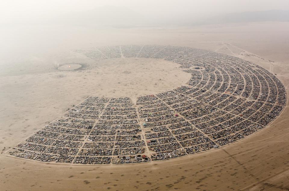 Aerial View Burning Man 2014 During Embrace Burn ©DUNCAN RAWLINSON