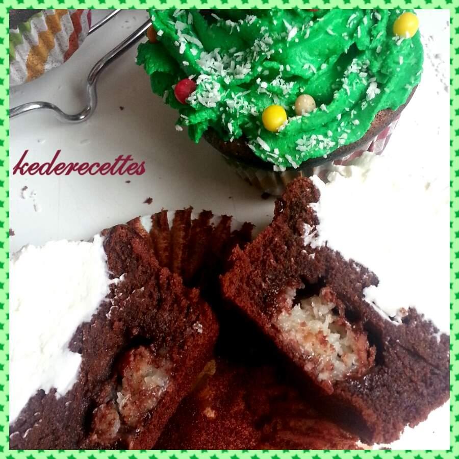 Cupcakes de Noel chocolat coeur Bounty