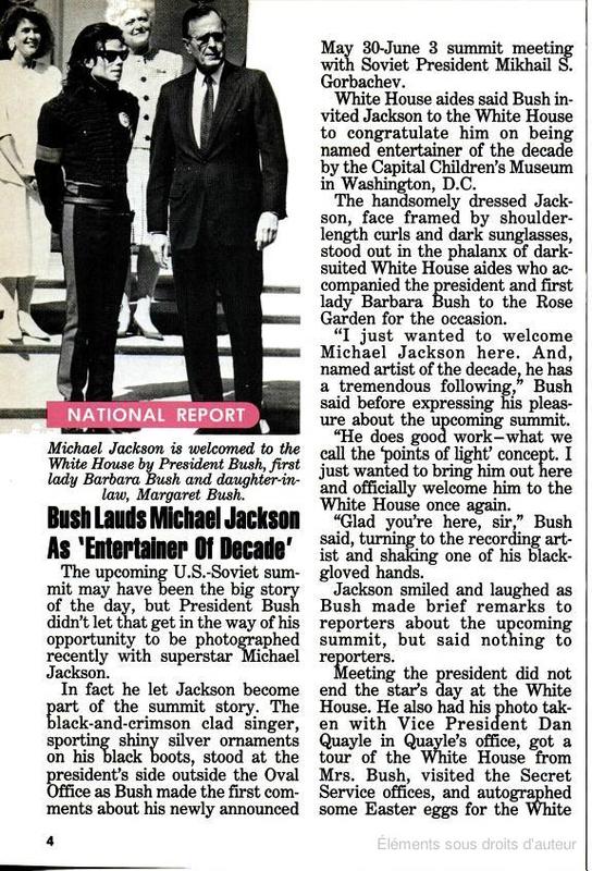 Bush Lauds Michael Jackson 