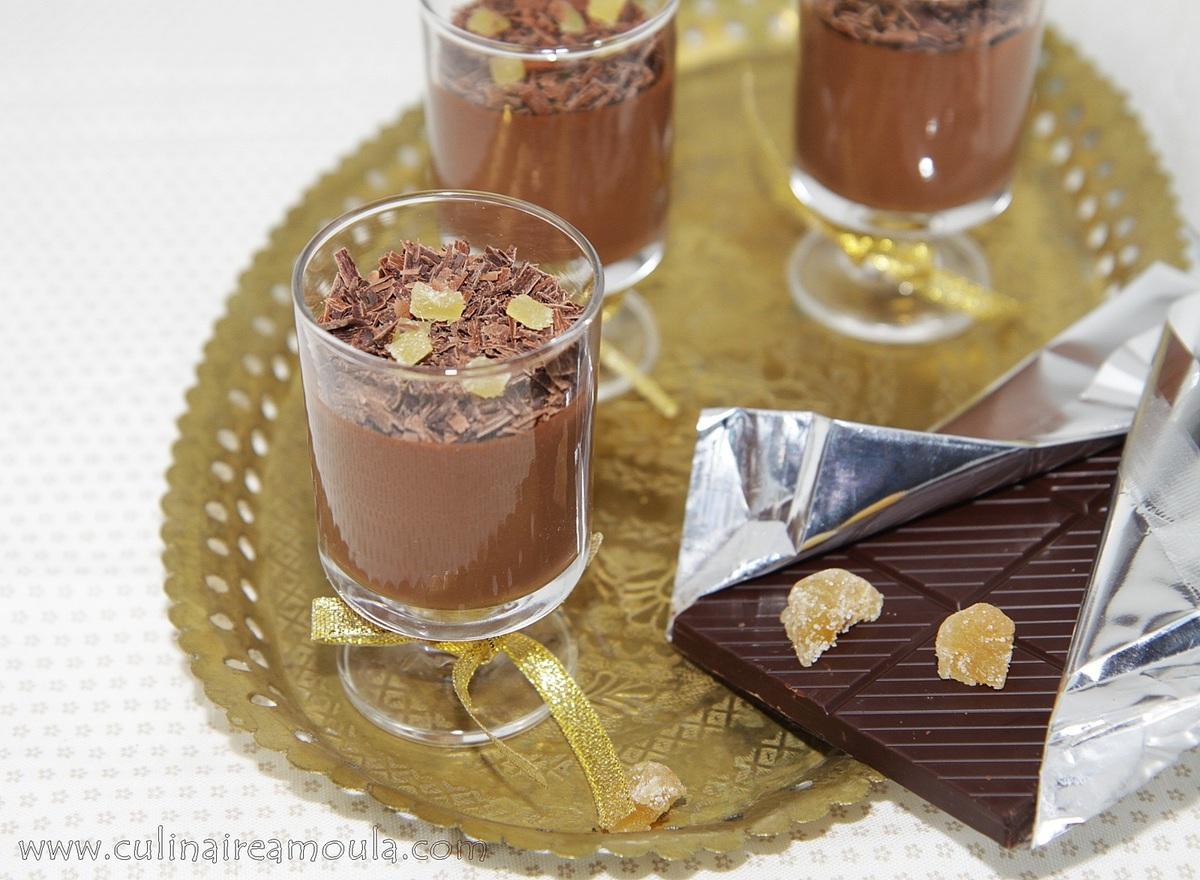 Verrine au chocolat, coco et gingembre confit