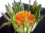 Charlotte d'asperges mousse chèvre saumon fumé