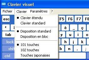 Réglage de clavier visuel Windows XP