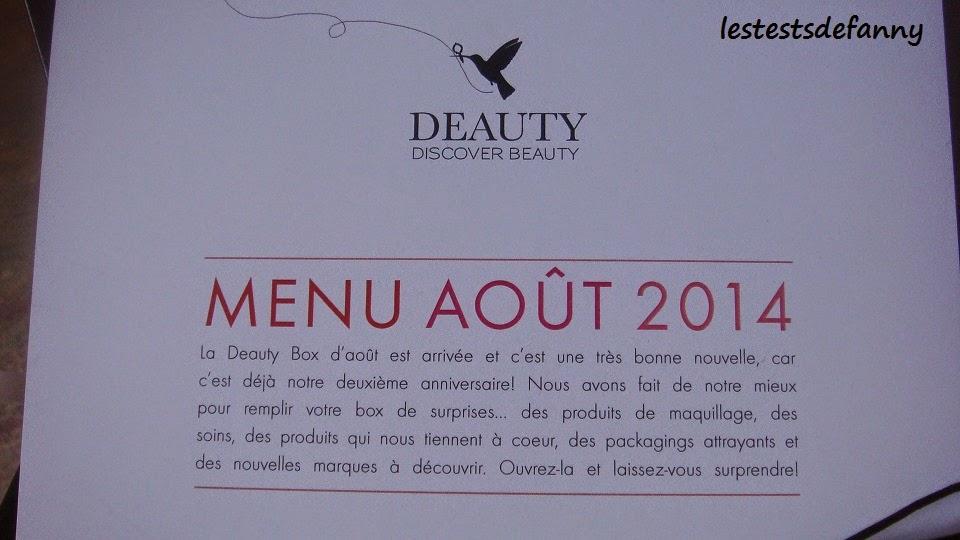 Deauty du mois d'aout