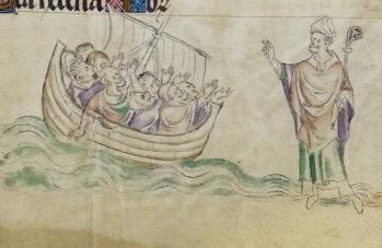 Royal 2 B VII f. 318 Nicolas sauvant un bateau