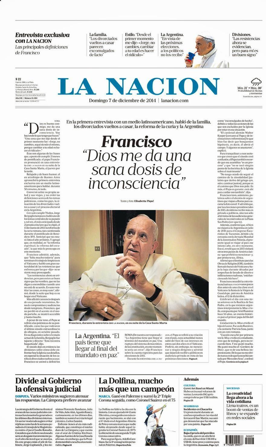 Interview du Pape : c'est La Nación qui décroche le pompon ! [Actu]