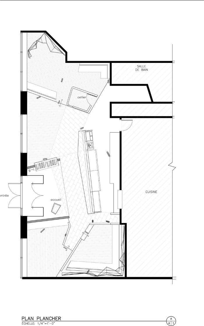 Plan architecture - Restaurant Canada : Chez Carl par le studio Jean De Lessard