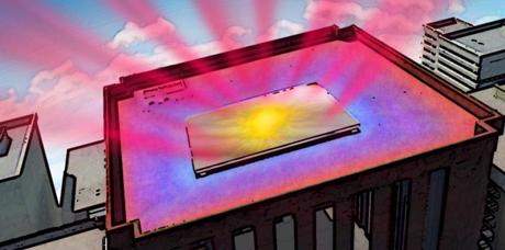 Le matériau utilise le refroidissement radiatif pour abaisser la température d'une pièce. Fan Lab, Stanford Engineering