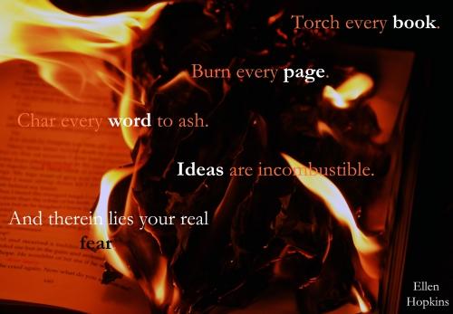 incombustible, idea, idée, peur, fear, burn, brûler, feu, flamme, livre, book, fire, mot, word, line, ligne, autodafé, censure